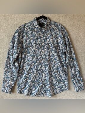 Rodd & Gunn Button Down Long Sleeve Shirt Mens Large Blue Butterfly Original Fit